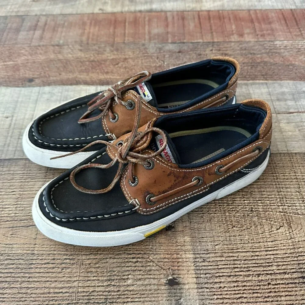 Sebago Docksides Men's Brown/Black Slip On Boat Shoes Size 6